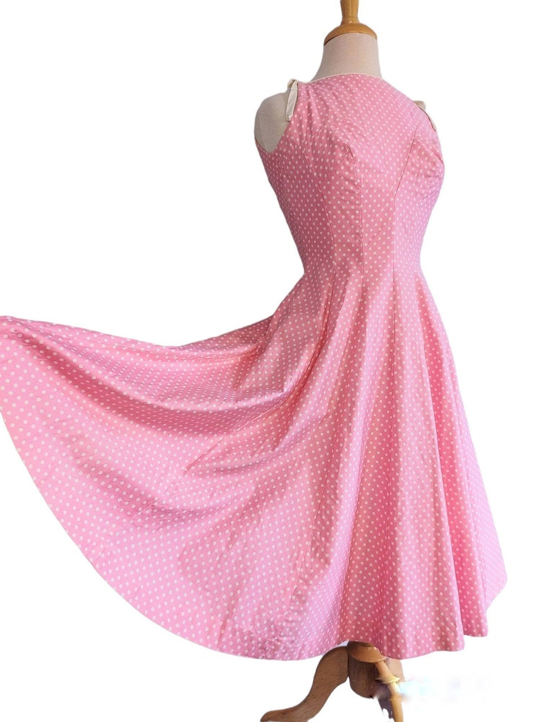 Pink Dotted Dress AFRM Halter Neck Ruffle Maxi Dress In Pink Polka Dot ASOS