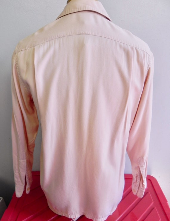 Vintage 40s 50s Men's Shirt , Killer Pink Gab Top… - image 8