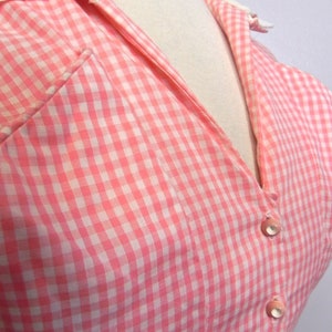 Vintage 40s 50s Pink Gingham Dress / So Cute Two Tone Dress with Pockets and Belt SM image 3