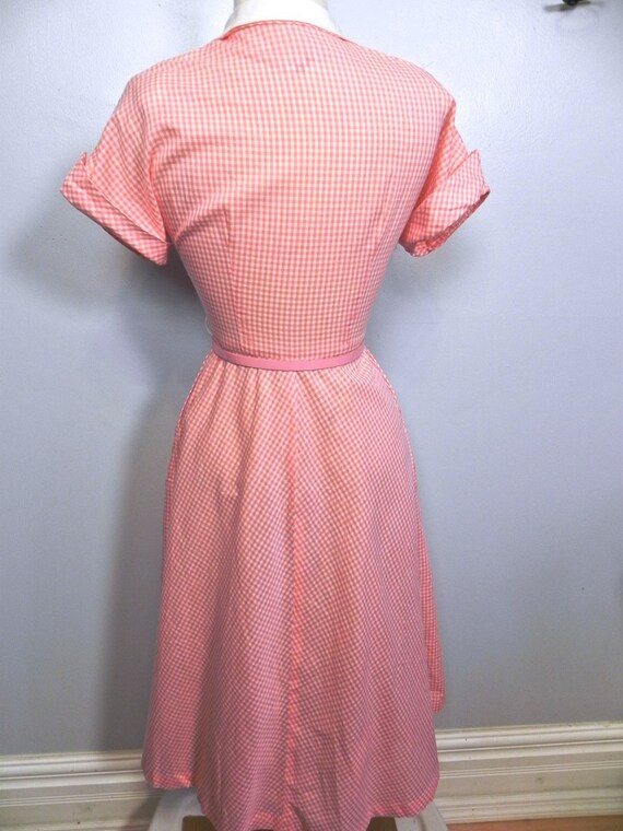 Vintage 40s 50s Pink Gingham Dress / So Cute Two … - image 5