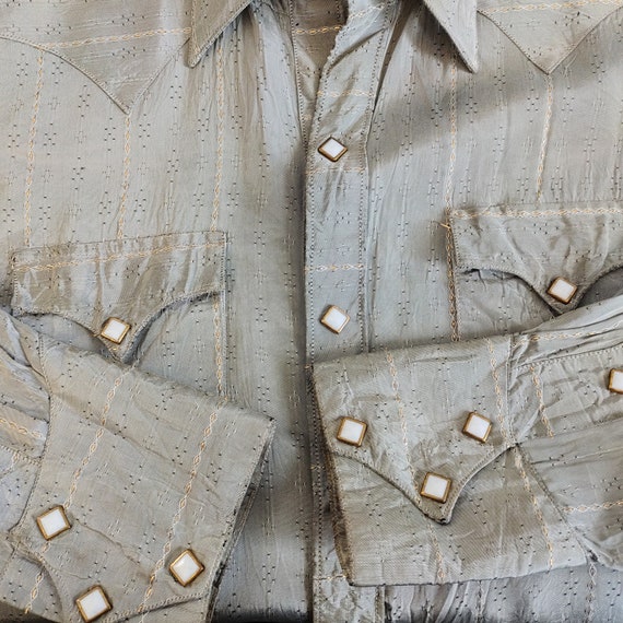 Vintage 50s Rockmount Western Shirt, Sharkskin Sh… - image 9