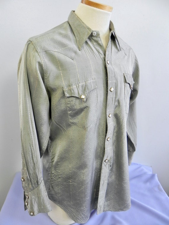 Vintage 50s Rockmount Western Shirt, Sharkskin Sh… - image 3