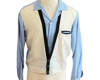 Vintage 50s Rock & Roll Shirt, Gab Panel Shirt Jac Metallic Thread M