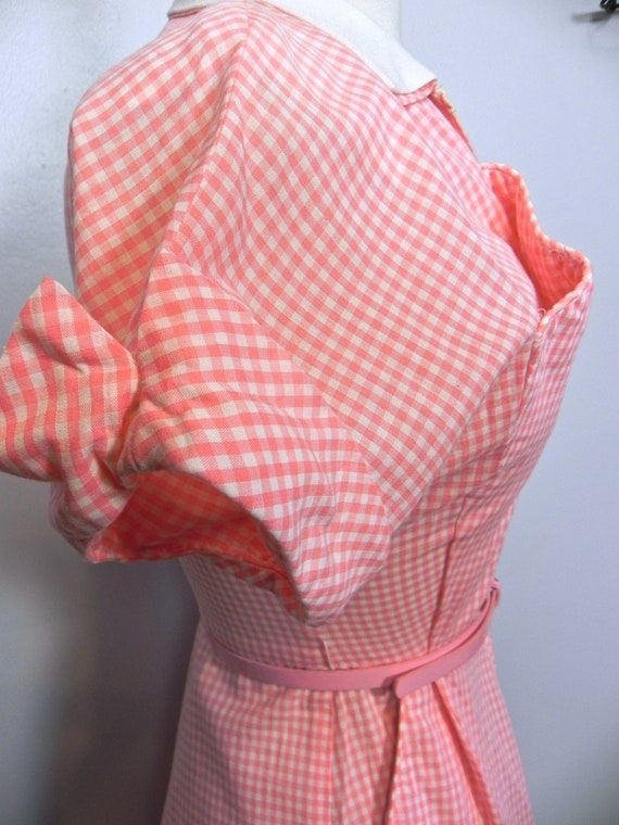 Vintage 40s 50s Pink Gingham Dress / So Cute Two … - image 4