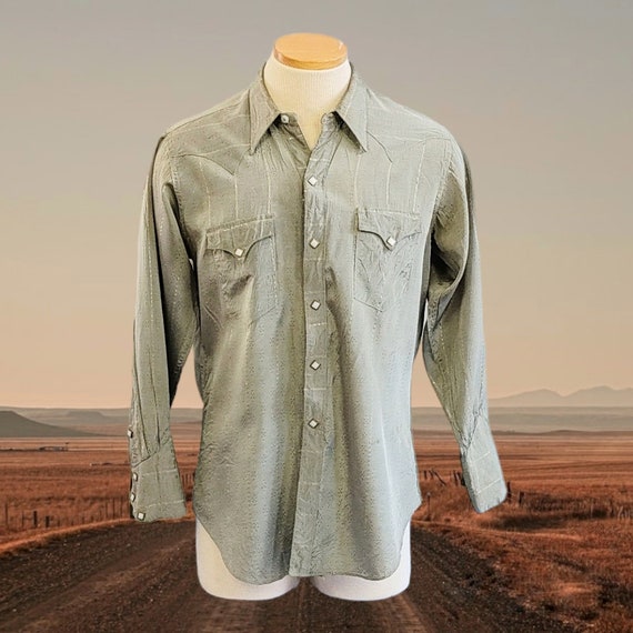 Vintage 50s Rockmount Western Shirt, Sharkskin Sh… - image 10