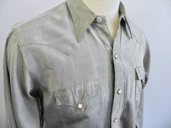 Vintage 50s Rockmount Western Shirt, Sharkskin Sh… - image 4