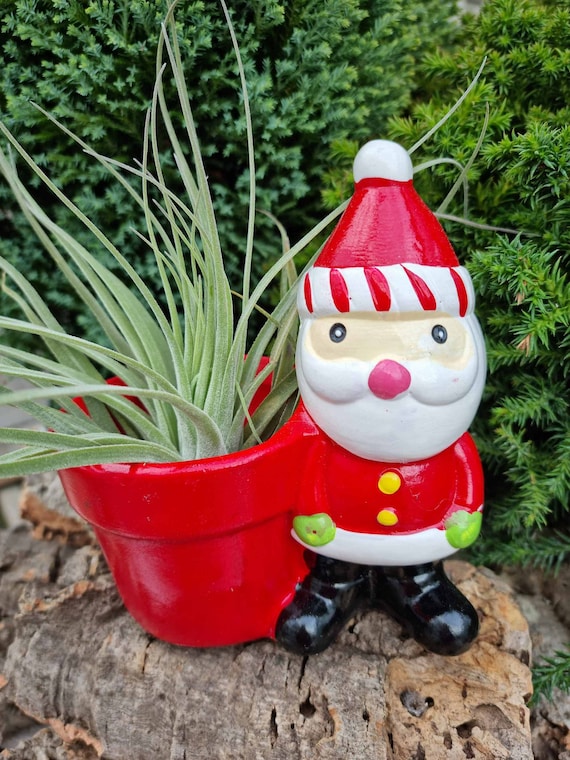 Mini Plante Artificielle En Pot De Noël - Décoration Avec Père Noël, Ours Et Renne - 16 Cm, En Résine - Pour Intérieur, étagère, Centre De Table