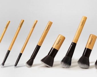Vegan Professional Komplettes Makeup Pinsel Set, 11 Stück, Nachhaltiger Bambus, Synthetik Pinsel Geschenk.