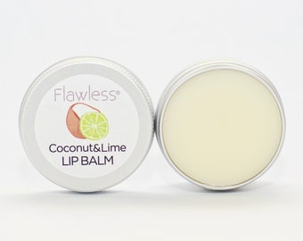 Handmade Coconut & Lime Lip Balm, zero-waste skincare, eco friendly, Vegan and Cruelty Free.