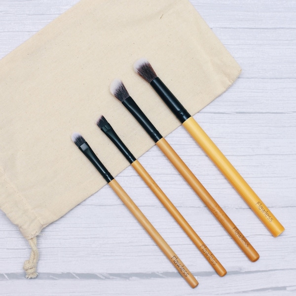 Makeup Brush Set 'Beautiful Eyes' 4 piece set. Vegan, cruelty free synthetic brush collection. Make up gift.