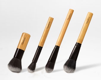 Vegan Makeup Brush 'Essentials' set. Set of four synthetic, cruelty free makeup brushes. Foundation, powder, blending brushes.