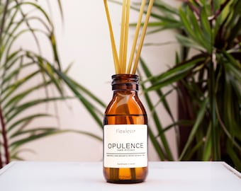 Plum and rose sustainable Reed Diffuser - Opulence. Elegant home fragrance gift, Fruity & Floral. Handmade. Plastic free sustainable