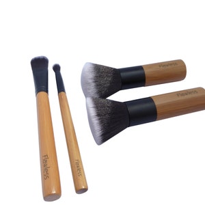 Vegan Makeup Brush Set: Bamboo Handle, Cruelty-Free, 4-Piece