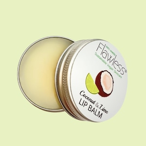 Handmade Coconut & Lime Lip Balm, zero-waste skincare, eco friendly, Vegan and Cruelty Free.