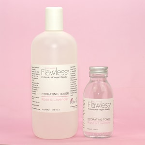 Hydrating facial toner with Rose and Lavender refill. Vegan and cruelty free.