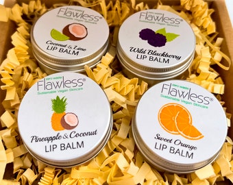 Vegan Lip Balm Bundle, set of four. Handmade, Plastic free skincare gift, cruelty free and sustainable.