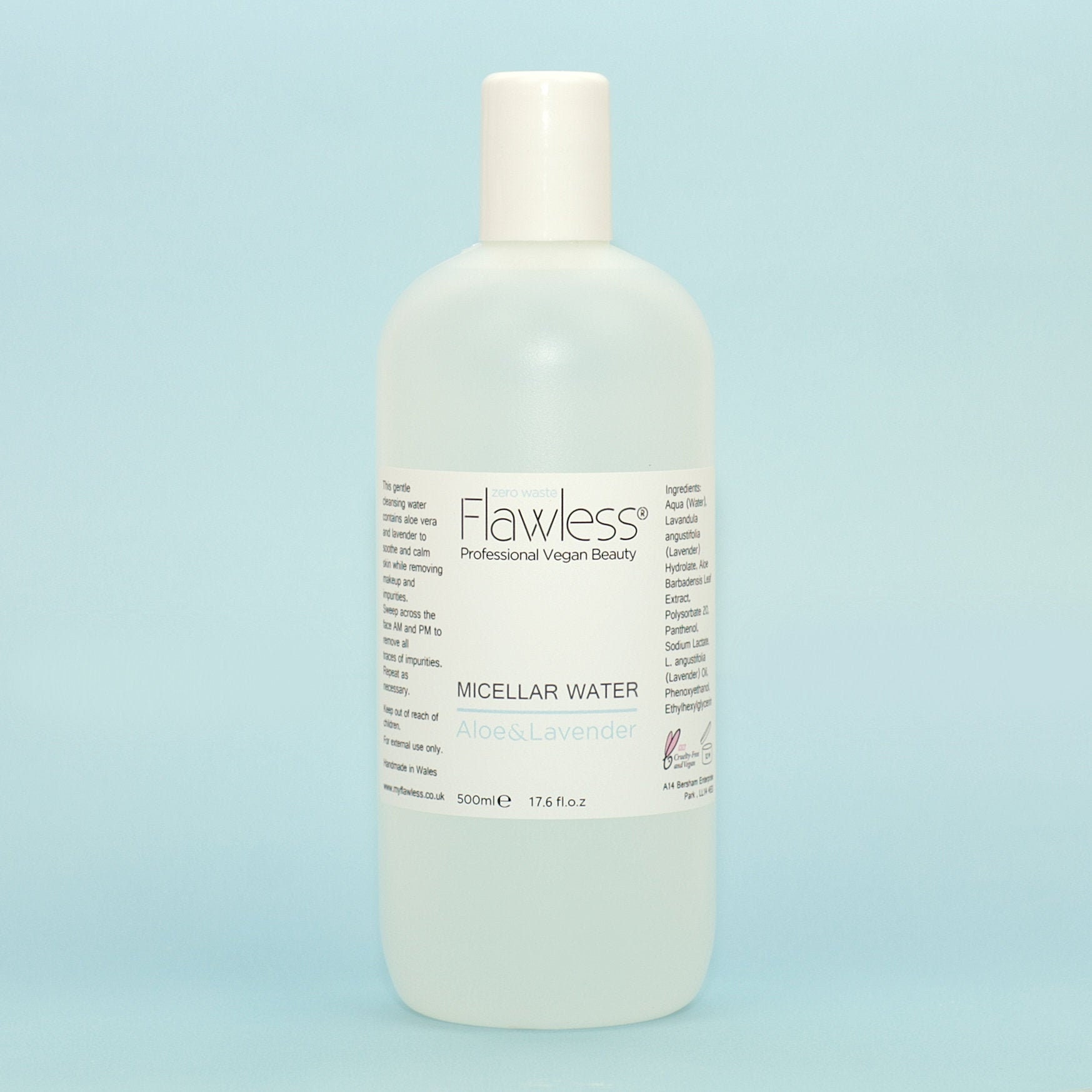 Micellar Water Refill 500ml. Facial cleanser & makeup remover. Vegan and cruelty free.
