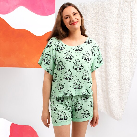Oh La La Pyjama Shorts Green Pajamas Girl s Jammies Women s