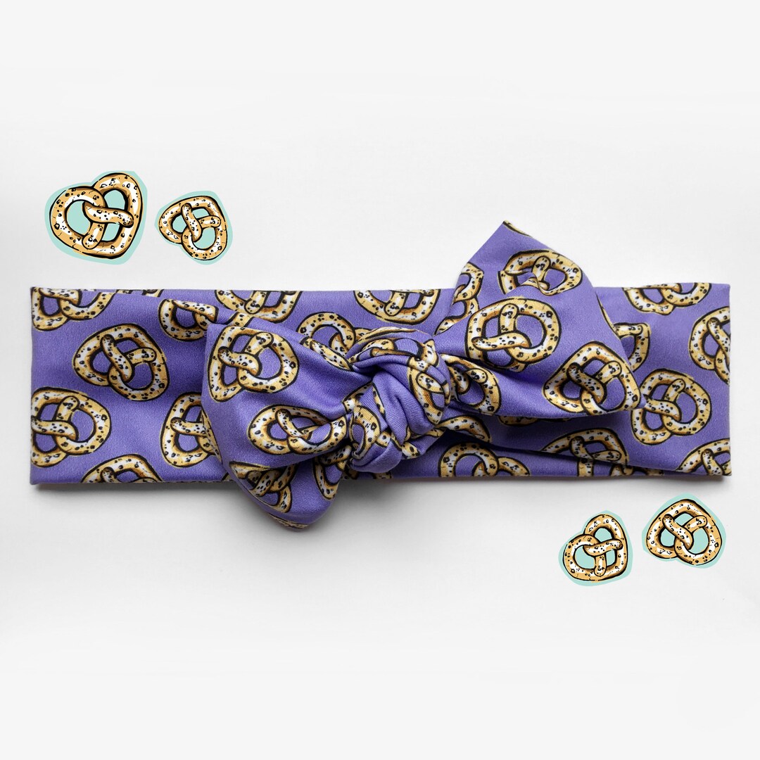 Purple Pretzel Print Headband, Womens Hair Accessories, Soft Comfortable and Stretchable