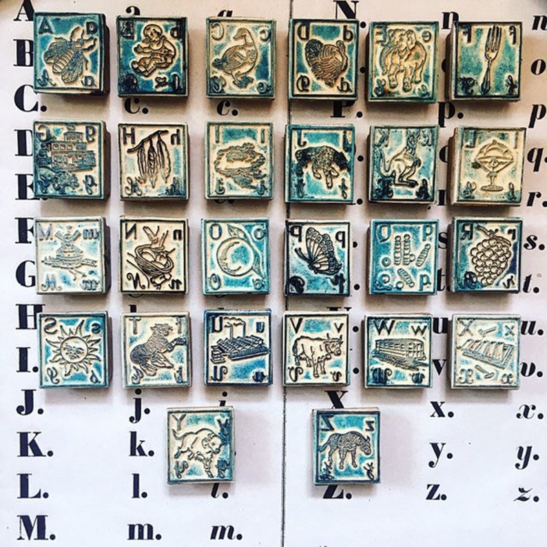 French vintage Vintage school Wooden Scrapbooking Alphabet 1950 French vintage letter rubber stamps
