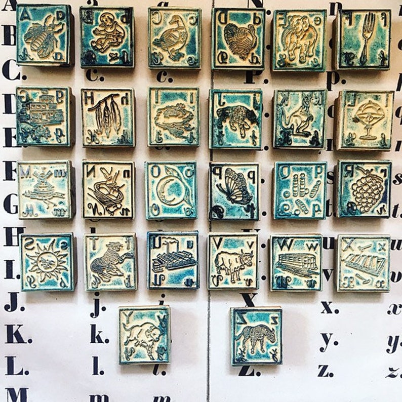 French vintage Vintage school Wooden Scrapbooking Alphabet 1950 French vintage letter rubber stamps