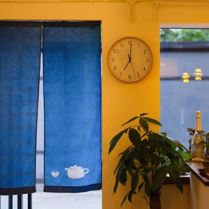 Indigo door curtain, Window curtain, Tapestry, Wall hanging, Handmade, Japanese style, Blue gradation, Linen fabric, Home decor, Asian Style