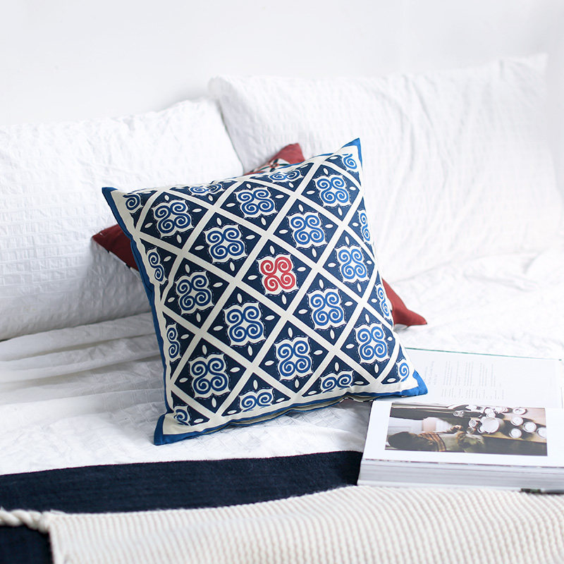 Asian Throw Pillow Cover Decorative Pillow BohoBluePillow | Etsy