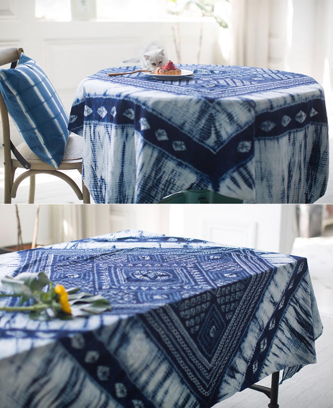 Indigo tie dye throws tablecloth bohemian throw wall Etsy