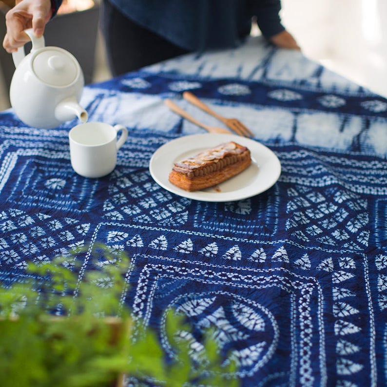 Indigo Tie Dye Throws Tablecloth Bohemian Throw Wall Etsy Israel