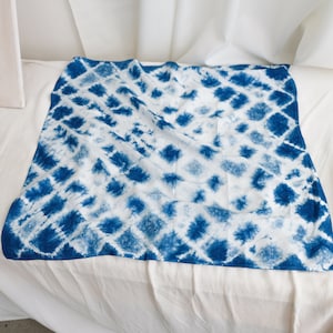 Indigo Tie Dye Kerchief: Cotton Head Scarf, Neck Wrap