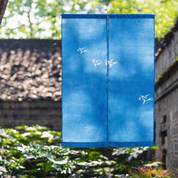 Indigo Door Curtain Window Curtain Tapestry Wall Hanging Etsy