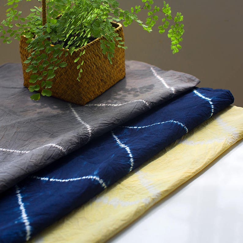 Indigo tie dye kerchief, 26x26, hand towel, tea towel, tablecloth, bohemian throw, wall hanging, boho, indigo blue, Chinese, Japanese style image 5