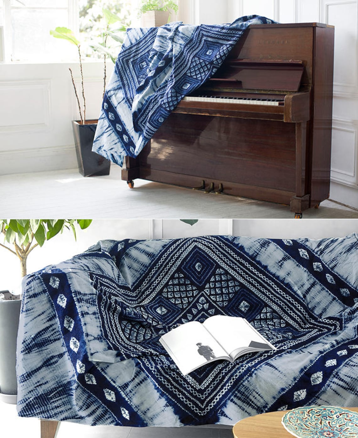 Indigo Tie Dye Throws Tablecloth Bohemian Throw Wall Etsy Israel