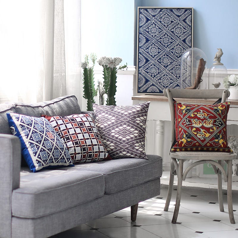 Asian Throw Pillow Cover Decorative Pillow Boho Pillow Etsy