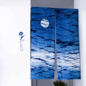 Indigo Dye Cotton Door Curtain: Japanese Style Tapestry