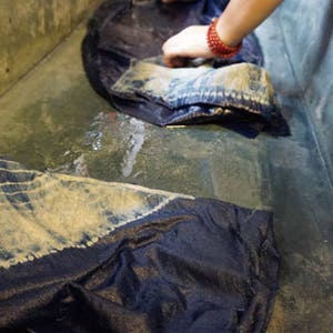 Adire Tie-Dye Wool Blue Indigo Throw Pillow