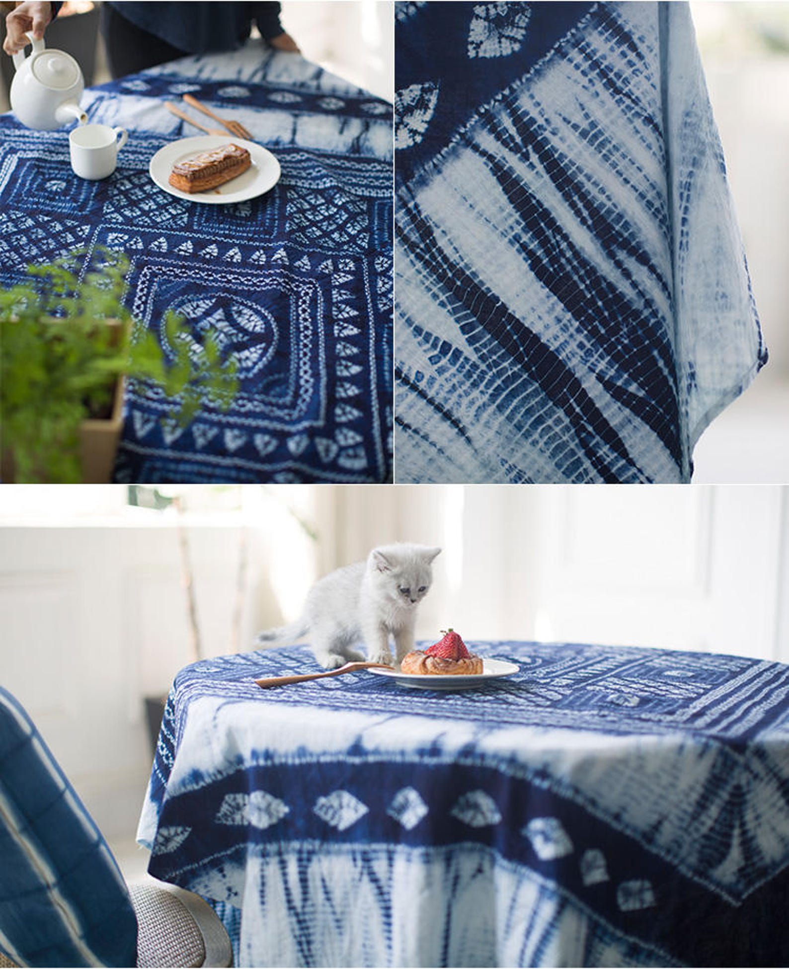 Indigo Tie Dye Throws Tablecloth Bohemian Throw Wall Etsy Israel