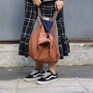Indigo Dye deux tons lin sac fourre-tout, à la main, sac à bandoulière, Sac de shopping, sac de toile, bleu, marine, Eco Sac, Couleur unie