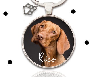 Personalisierter Anhänger mit eigenem Foto vom Hund und Namen! Zur Erinnerung, als Andenken bei Tod, Trauer, Haustier-Hundegeschenk  Kette
