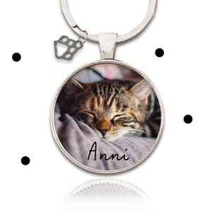 Personalisierter Anhänger mit eigenem Foto der Katze und Namen! Zur Erinnerung, als Andenken bei Tod, Trauer, Haustier-Katzengeschenk  Kette