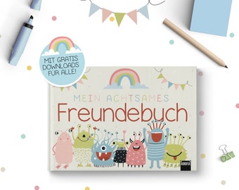 Das achtsame Freundebuch für die Grundschule - Einschulungsgeschenk 1.2.3.4. Klasse 1. Klasse für 19 Freunde - Mädchen & Jungs A5 Rundfux®