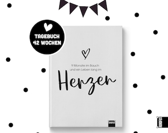 Schwangerschaftstagebuch 42 Wochen | Geschenk zur Geburt für Mama - Minimalistisch mit Terminen, Kalender & Übersicht in A5  Fotoalbum