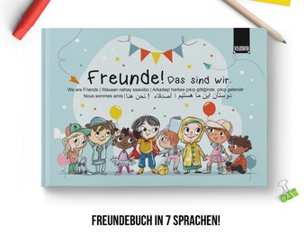 Multikulti Freundebuch in Deutsch | Englisch | Somali | Türkisch | Französisch | Arabisch & Persisch für Schule und Kindergarten A5 Unisex