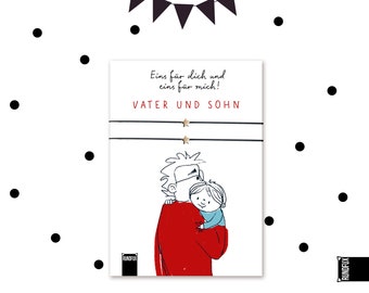 Papa & Sohn Armband mit illustrierter Karte - Geschenk für Väter und Sohne - Minimalistisches Armband mit Stern als Zeichen der Liebe - A6