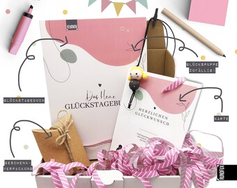 Best Friend Box - Set of 3: Happiness Diary/Gratitude Journal, Greeting Card and Lucky Charm/Lucky Doll - Letterbox Gift