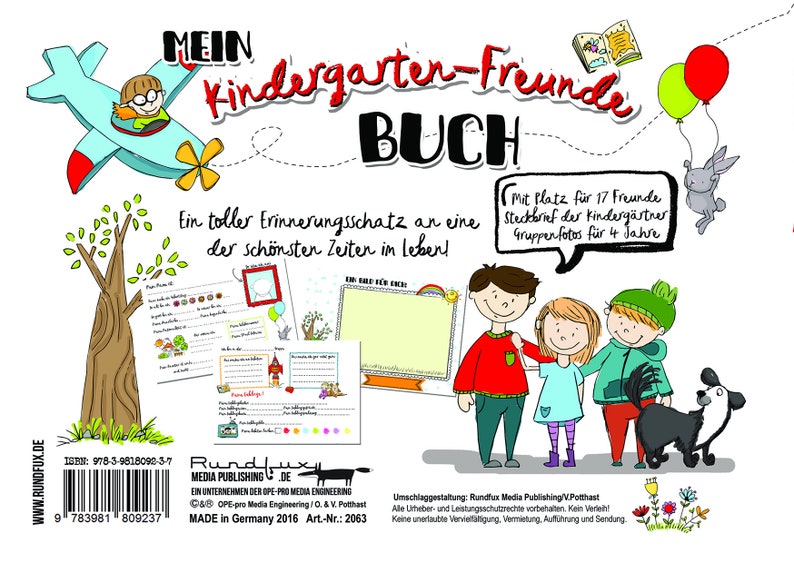 Mein Kindergarten-Freunde-Buch Ein Freunde & Erinnerungsalbum für den Kindergarten Unisex mit Platz für 17 Kinder und 5 Erzieher Bild 3