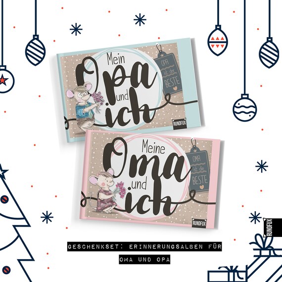 Geschenkset für Oma und Opa - Erinnerungsalben zum Ausfüllen für Großeltern und Enkelkind -  2 Eintragebücher mit hochwertigem Hardcover A5
