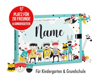 Large friendship book for boys with superheroes and bright colors | Personalized with your desired name - Each book is unique for school and kindergarten