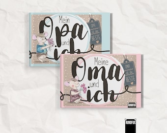 Cadeauset voor grootouders - herinneringsalbums om in te vullen voor grootouders en kleinkind - 2 dagboeken met hoogwaardige A5-hardcover