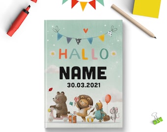Livro do bebê personalizado com nome para o primeiro ano | Presente para bebês (meninas e meninos) - Diário/álbum do bebê A5